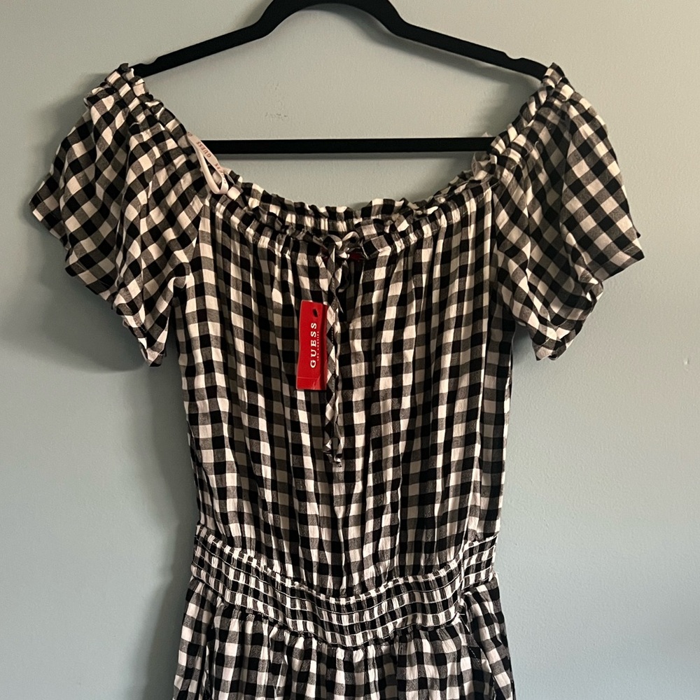 GUESS Romper Black & White Gingham Size M NWT 🏷️ has pockets!! - Picture 15 of 15